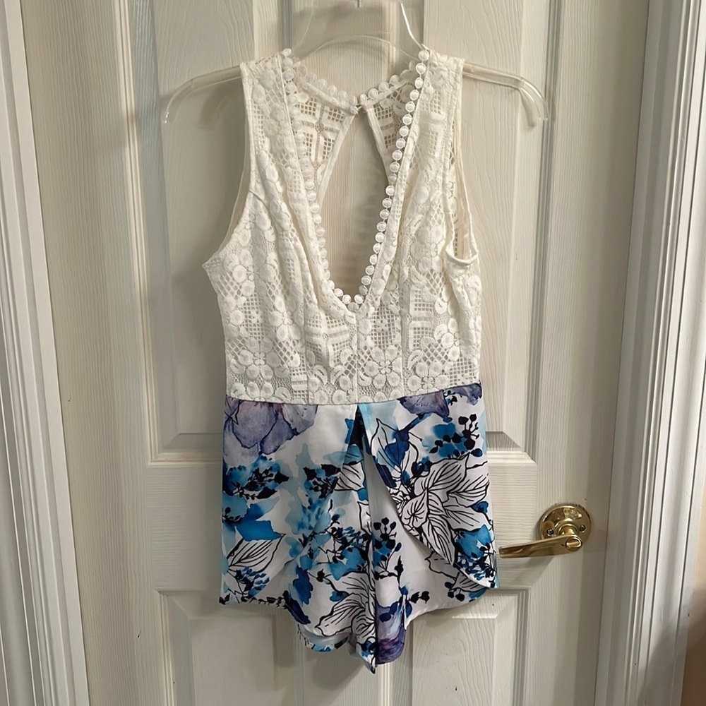 Tobi white lace and floral romper